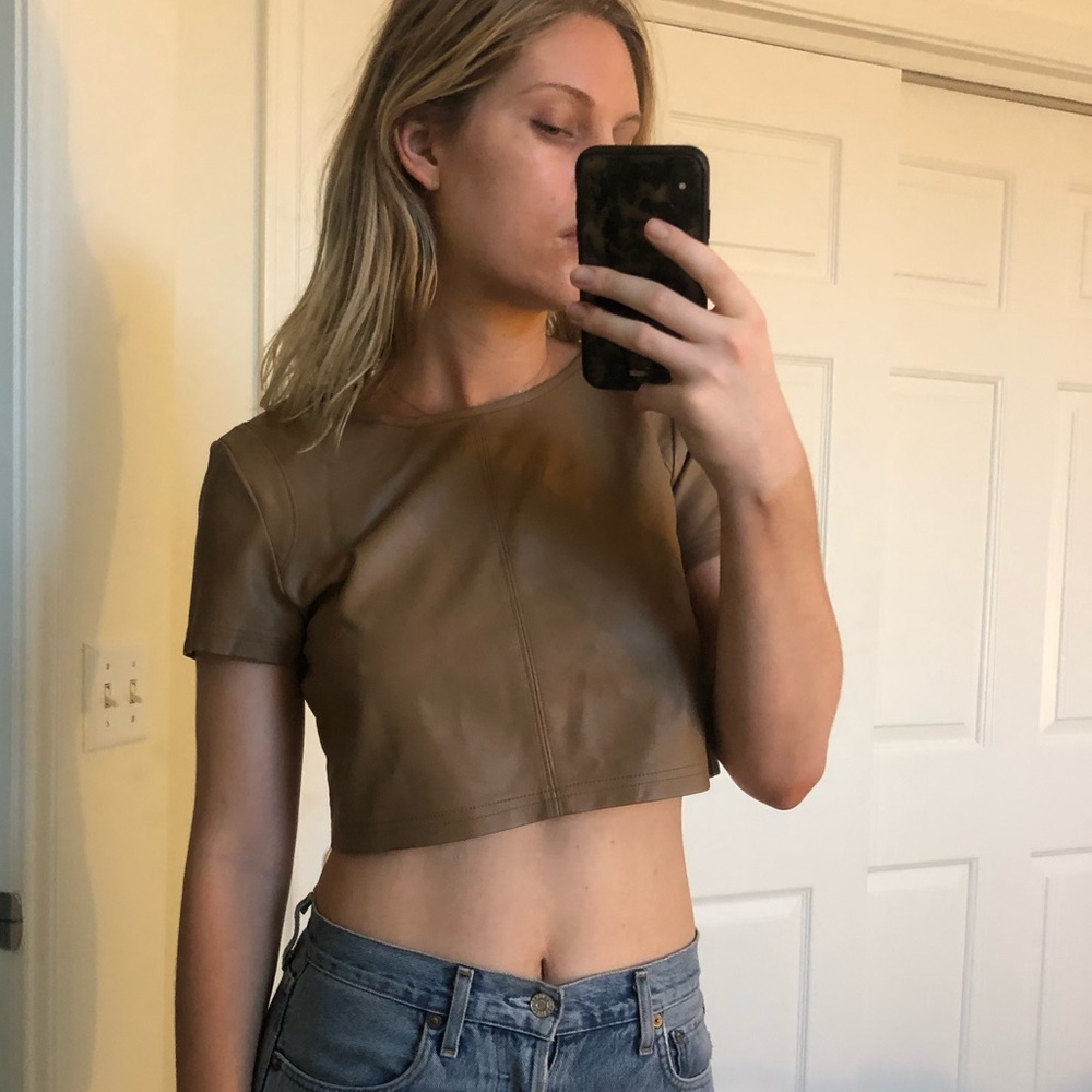 Faux leather crop top